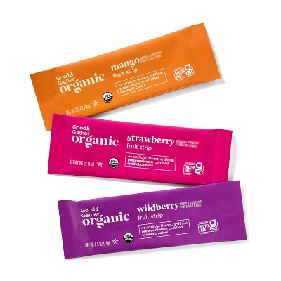Organic Fruit Strip Variety Pack - Strawberry, Mango, Wildberry - 18oz/36ct - Good & Gather™ 4 Organic Fruit Strip Variety Pack - Strawberry, Mango, Wildberry - 18oz/36ct - Good & Gather™ - Image 3
