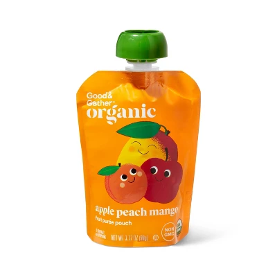 Organic Apple Peach Mango Fruit Puree Pouches - 38.04oz/12ct - Good & Gather™ 5 Organic Apple Peach Mango Fruit Puree Pouches - 38.04oz/12ct - Good & Gather™ - Image 3