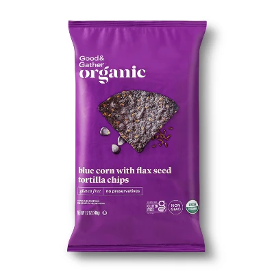 Organic Blue Corn Tortilla Chips With Flax Seeds - 12oz - Good & Gather™ 6 Organic Blue Corn Tortilla Chips With Flax Seeds - 12oz - Good & Gather™ - Image 4