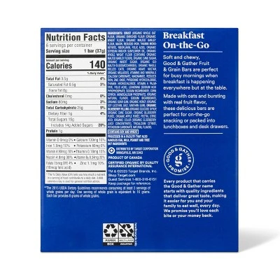Organic Whole Grain Blueberry Fruit & Grain Bars - 6ct - Good & Gather™ 3 Organic Whole Grain Blueberry Fruit & Grain Bars - 6ct - Good & Gather™