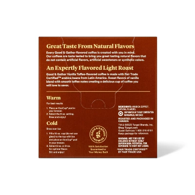Naturally Flavored Vanilla Toffee With Other Natural Flavors Light Roast Arabica Coffee - 16ct - Good & Gather™ 4 Naturally Flavored Vanilla Toffee With Other Natural Flavors Light Roast Arabica Coffee - 16ct - Good & Gather™ - Image 2