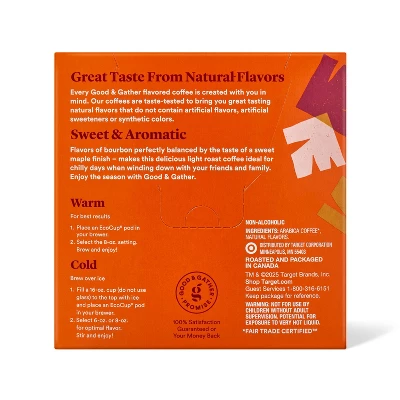 Naturally Flavored Maple Bourbon Light Roast Coffee Pods - 16ct - Good & Gather™ 3 Naturally Flavored Maple Bourbon Light Roast Coffee Pods - 16ct - Good & Gather™