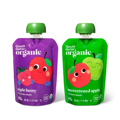 Organic Applesauce Pouches - Apple & Apple Berry - 12ct - Good & Gather™ 6 Organic Applesauce Pouches - Apple & Apple Berry - 12ct - Good & Gather™ - Image 4