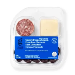 Uncured Genoa Salami, Provolone Cheese And Dark Chocolate Covered Almonds Snacker - 2.25oz - Good & Gather™ -Good & Gather GUEST 8159b1c8 6408 487f 91a0 eec9f5959006