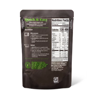 90 Second Black Lentils Microwavable Pouch - 8oz - Good & Gather™ 4 90 Second Black Lentils Microwavable Pouch - 8oz - Good & Gather™ - Image 2