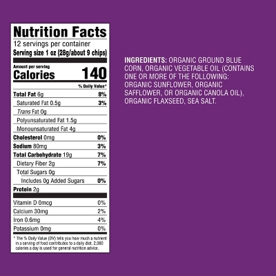 Organic Blue Corn Tortilla Chips With Flax Seeds - 12oz - Good & Gather™ 5 Organic Blue Corn Tortilla Chips With Flax Seeds - 12oz - Good & Gather™ - Image 3
