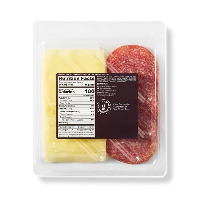 Uncured Genoa Salami And Provolone Cheese Tray - 6oz - Good & Gather™ 3 Uncured Genoa Salami And Provolone Cheese Tray - 6oz - Good & Gather™