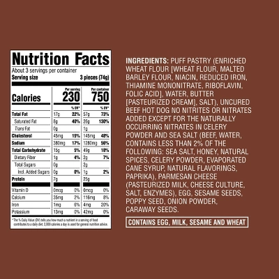 Frozen Parmesan Pastry Wrapped Mini Uncured Beef Hot Dogs - 8.7oz/10ct - Good & Gather™ 5 Frozen Parmesan Pastry Wrapped Mini Uncured Beef Hot Dogs - 8.7oz/10ct - Good & Gather™ - Image 3