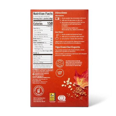 Organic Maple Brown Sugar Instant Oatmeal Packets - 11.28oz/8ct - Good & Gather™ 3 Organic Maple Brown Sugar Instant Oatmeal Packets - 11.28oz/8ct - Good & Gather™