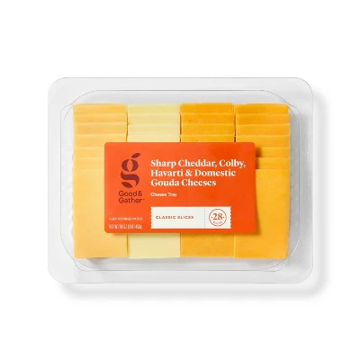 Sharp Cheddar, Colby, Havarti & Domestic Gouda Cheese Slice Party Tray - 28ct/16oz - Good & Gather™ 6 Sharp Cheddar, Colby, Havarti & Domestic Gouda Cheese Slice Party Tray - 28ct/16oz - Good & Gather™ - Image 4