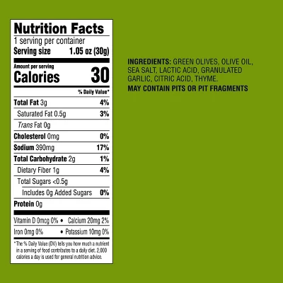 Pitted Green Olives With Garlic Snack Pouch - 1.05oz - Good & Gather™ 5 Pitted Green Olives With Garlic Snack Pouch - 1.05oz - Good & Gather™ - Image 3