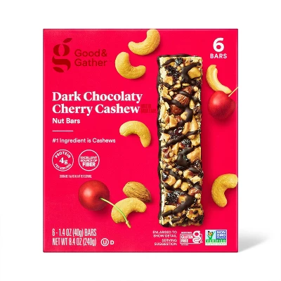 Dark Chocolaty Cherry Cashew With Other Natural Flavors Nut Bars - 8.4oz/6ct - Good & Gather™ 6 Dark Chocolaty Cherry Cashew With Other Natural Flavors Nut Bars - 8.4oz/6ct - Good & Gather™ - Image 4