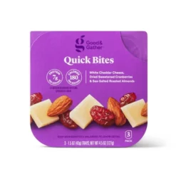 Quick Bites White Cheddar Cheese, Dried Sweetened Cranberries & Sea-Salted Roasted Almonds - 4.5oz/3ct - Good & Gather™ 7 Quick Bites White Cheddar Cheese, Dried Sweetened Cranberries & Sea-Salted Roasted Almonds - 4.5oz/3ct - Good & Gather™ -Good & Gather GUEST bfc877f5 80b1 4db0 bd00 47d18fb5527e