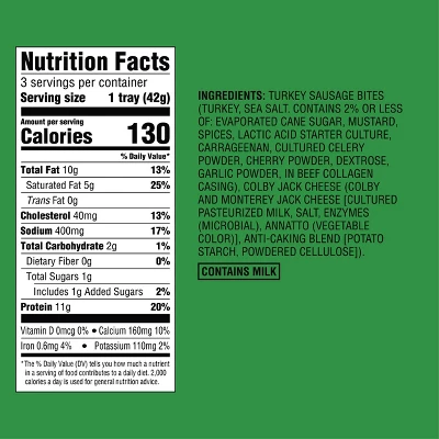 Colby Jack Cheese & Turkey Sausage Protein Pack Quick Bite - 4.5oz/3ct - Good & Gather™ 6 Colby Jack Cheese & Turkey Sausage Protein Pack Quick Bite - 4.5oz/3ct - Good & Gather™ - Image 4