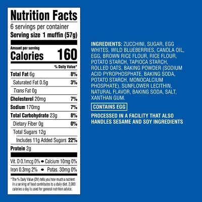 Frozen Gluten Free Blueberry Muffins With Zucchini And Oats - 12oz/6ct - Good & Gather™ 6 Frozen Gluten Free Blueberry Muffins With Zucchini And Oats - 12oz/6ct - Good & Gather™ - Image 4