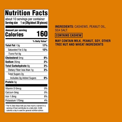 Lightly Salted Roasted Whole Cashews - 9.5oz - Good & Gather™ 5 Lightly Salted Roasted Whole Cashews - 9.5oz - Good & Gather™ - Image 3