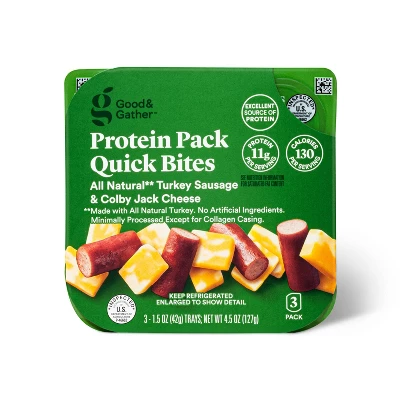 Colby Jack Cheese & Turkey Sausage Protein Pack Quick Bite - 4.5oz/3ct - Good & Gather™ 7 Colby Jack Cheese & Turkey Sausage Protein Pack Quick Bite - 4.5oz/3ct - Good & Gather™ - Image 5
