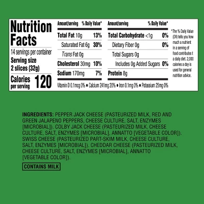 Pepper Jack, Colby Jack, Swiss & Cheddar Cheese Slice Party Tray - 28ct/16oz - Good & Gather™ 5 Pepper Jack, Colby Jack, Swiss & Cheddar Cheese Slice Party Tray - 28ct/16oz - Good & Gather™ - Image 3