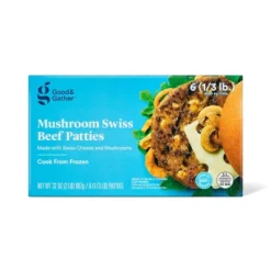 Mushroom Swiss Beef Patties - Frozen - 32oz/6ct - Good & Gather™ -Good & Gather GUEST ef7d4f68 dd17 4678 8510 e817b641166a