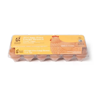 Cage-Free Fresh Grade A Large Brown Eggs - 12ct - Good & Gather™ 5 Cage-Free Fresh Grade A Large Brown Eggs - 12ct - Good & Gather™ - Image 3